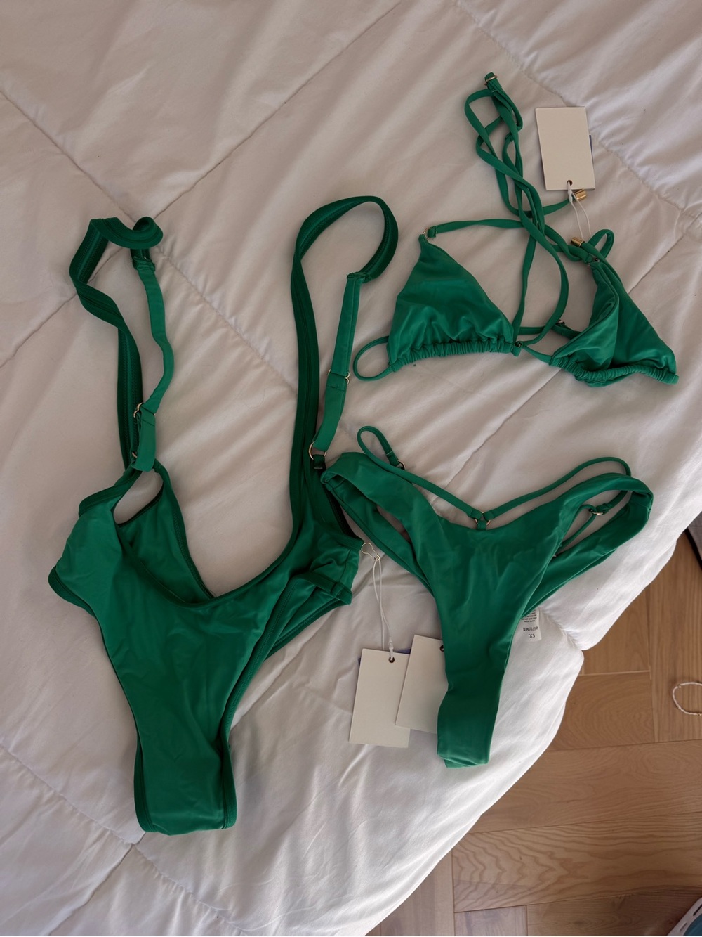 Emerald Green Women's Triangle Bikini 3 piece Set